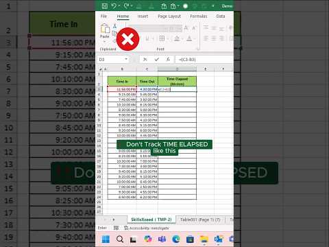 Time Tracking in Excel Made EASY #shorts #exceltips #exceltricks #excelformula