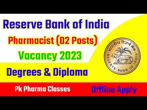 RBI Pharmacist Vacancy 2023 || Pharmacist recruitment in RBI || latest Pharmacist Vacancy 2023