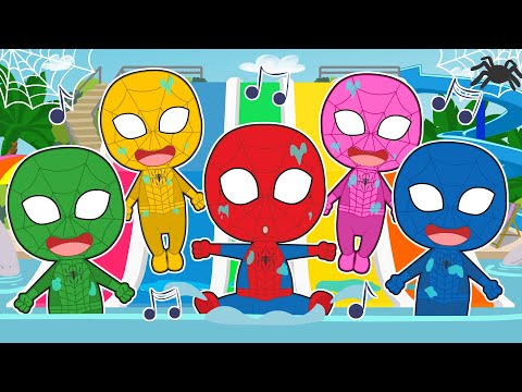 CANCIÓN CINCO BEBÉS 🕷️🕸️ Con los bebés araña de colores