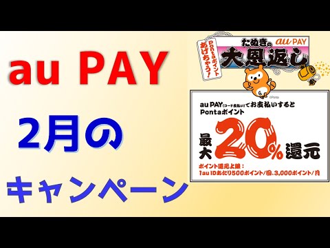 【au PAY】2月のお得キャンペーン！スラッグストア、スーパー、カインズ、JAで20%還元