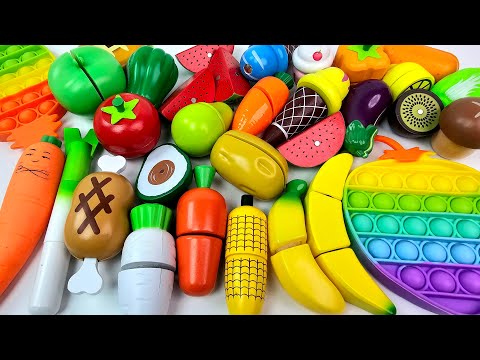 食材 野菜切り＆フルーツ切り | 木製 Drop Fruit, ASMR wooden fruits,ASMR toys fruit and vegetables