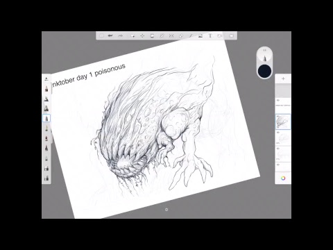 Inktober Day 1 poisonous live drawing on Ipad part 1