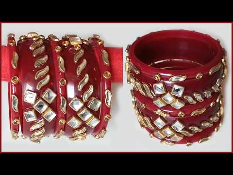 how to make designer kundhan kada bangles