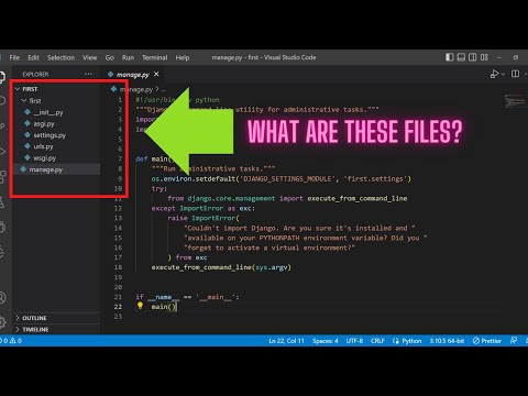 4 . Let's Look at all the files of the Django project | Manage.py | urls.py | settings.py | wsgi.py