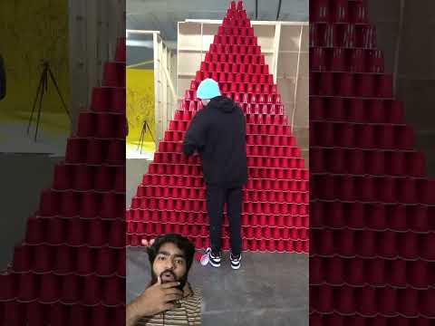 world largest cup Tower.. #challenge #satisfying #prank #funny #mrbeast #comedy #memes #youtubestar