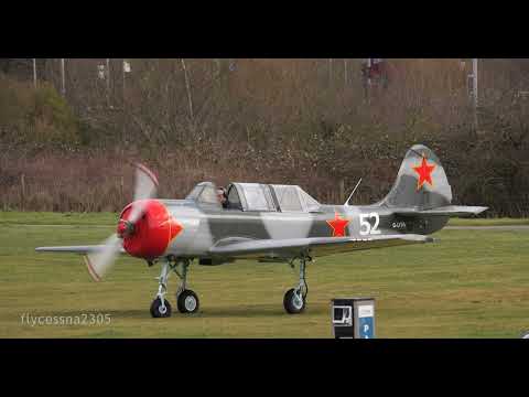 G-LYFA Yak-52 doing engine runs at City Airport and Heliport