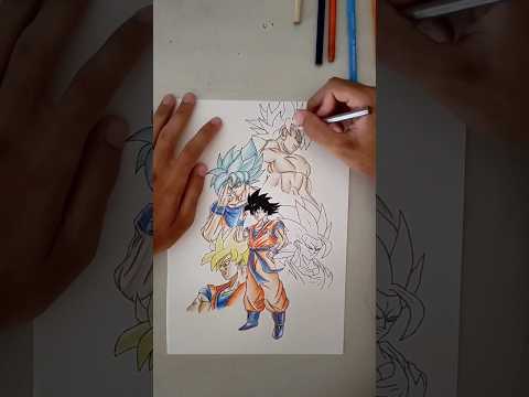 Drawing Goku ALL forms #drawing #dragonballz #gokussj #gokuallforms #gokualltransformations #shorts