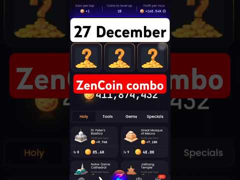 ZenCoin daily combo 27 DecemberZenCoin bot daily combo