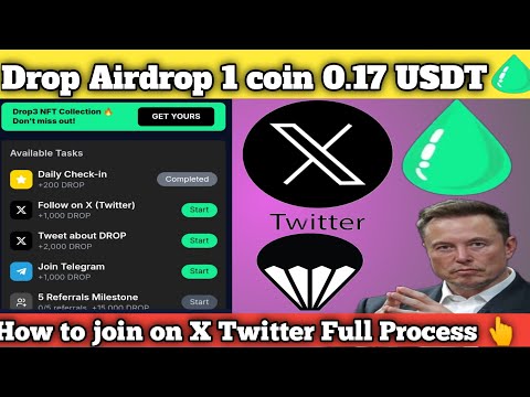 Drop New Airdrop 2025 || Twitter X Airdrop || Drop Airdrop ko join karna ka treka || Solona listing