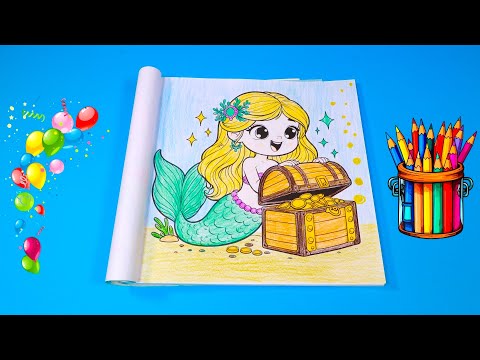 Mermaid Coloring Page | Cute Coloring Book | Coloring Tutorial for Kids