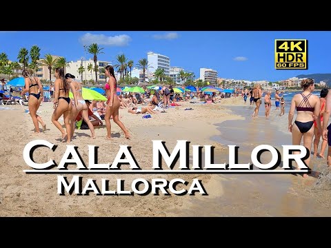 Cala Millor Beach Walk Mallorca 4K 60fps HDR (UHD) Dolby Atmos 💖 Balearic Islands 👀 Spain 🇪🇸