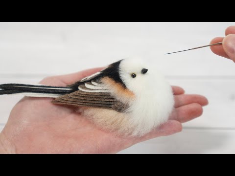 羊毛フェルトで溶けてるシマエナガを作ってみました。/ Make a Long-tailed Tit with wool felt