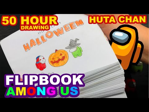 My First Flipbook Ever-  Among Us for Halloween | Huta Chan