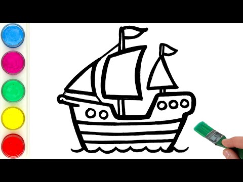 Ship Drawing, Painting, Coloring for Kids and Toddlers | Learn Easy Drawing