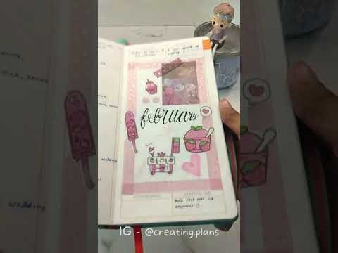 food and valentine's inspired Feb cover page on Neorah's petite planner #coverpage #asmrjournaling