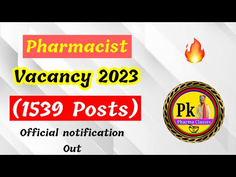 Pharmacist Vacancy 2023 || 1539 Post For Pharmacist || Government Pharmacist Vacancy 2023