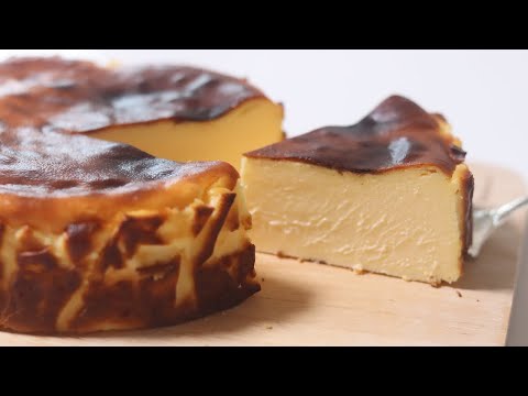 【材料5つだけ！】濃厚クリーミー♡混ぜて焼くだけ簡単バスクチーズケーキ／Basque cheese cake recipe