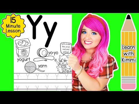 Letter Y Color & Trace Worksheet Lesson and Tutorial | Learn with Kimmi The Clown ABC Coloring Book