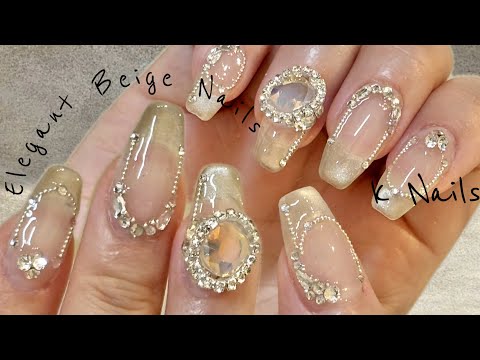 Elegant beige nail design: How to easily extend nail length with tips