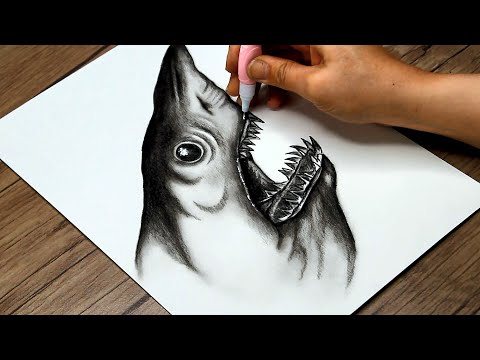 How to Draw a Realistic Shark Step by Step | Shark Head Sketch | Pencil Drawing