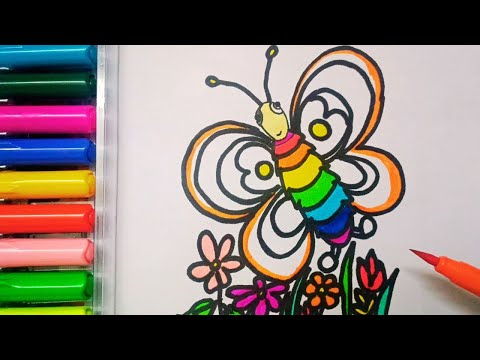 Drawing and Painting Butterfly for Kids & Toddlers | Simple Drawing, Coloring #drawing