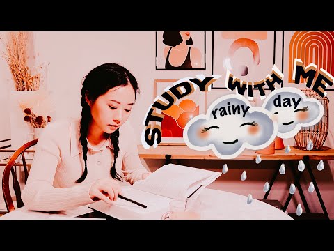 STUDY WITH ME with rain sounds | 2 HOURS POMODORO STUDY SESSION