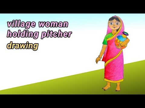 How to draw a village woman holding a pitcher | কলসি কাঁখে গায়ের বধু আঁকার সহজ উপায় #pitcher