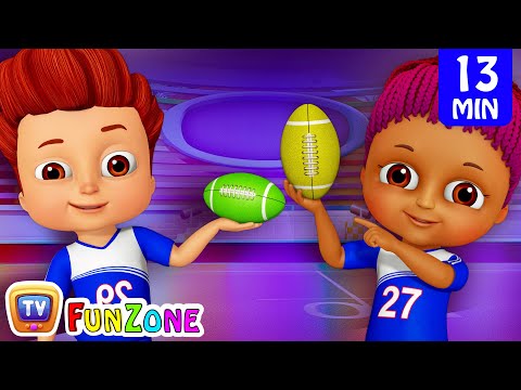 Learn Colors with Rugby - Kids Play with Colorful Playing Balls | ChuChu TV Funzone Games