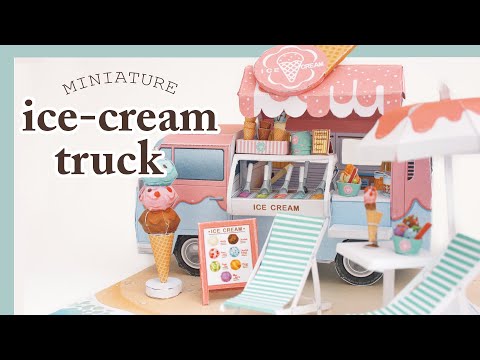 Paper Ice Cream Truck Van Diorama (canon papercraft dollhouse kit)