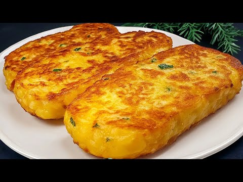 Just mix potatoes and 2 eggs❗Recipe for a delicious potato pancake in 10 minutes👌🏻👌🏻