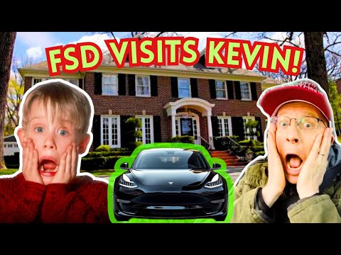 Tesla FSD Visits the HOME ALONE House and It Does NOT Hit the Statue ☺️