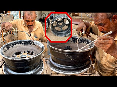 How to Rebuild Bent & Broken Alloy Wheel | Alloy Wheel Restoration | Car Wheel Rim Straightening