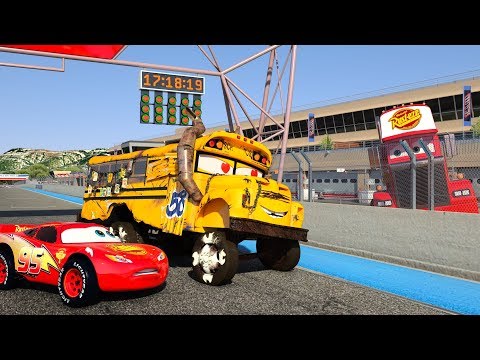 FAMOUS CARS Race Track Miss Fritter Racing vs Lightning McQueen, Storm & Ramirez (PART 1-6)