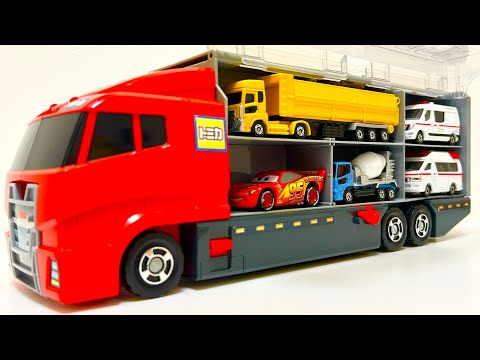 【トミカ】トミカの大量のミニカーを開封&コンボイに収納しよう！Let's open the Tomica miniature cars & store them in the convoy!