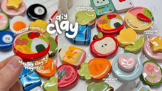 how i make clay magnets🍱🍅🎱✏️ using air dry clay / no bake