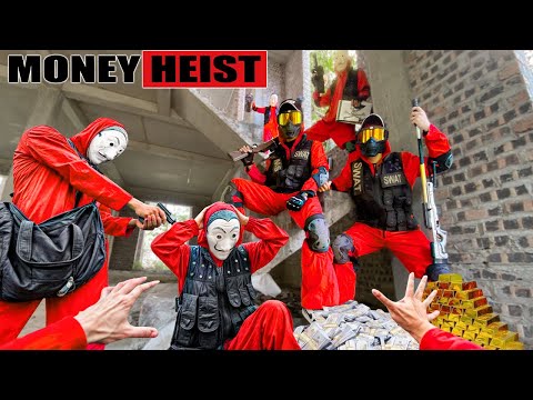 PARKOUR VS MONEY HEIST: Bad guy blocks the road, kills male police officer to steal gold | Epic POV