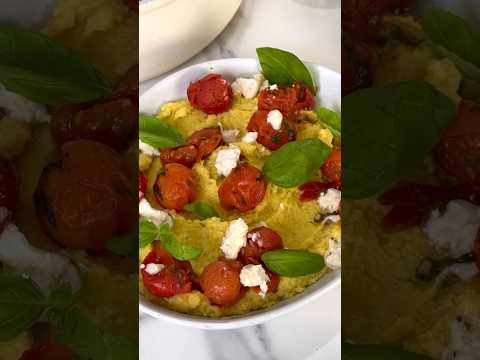 💸two cheap | episode 1 - cheesy polenta with basil burst tomatoes #budgetrecipe #veganrecipes