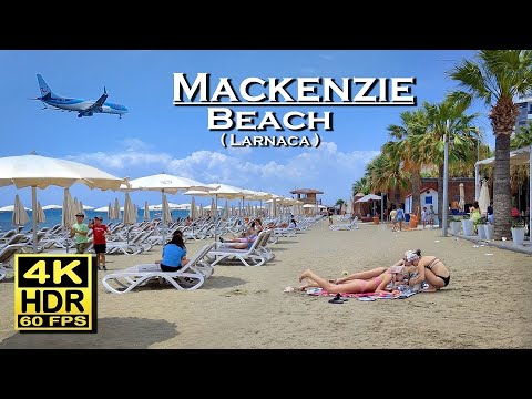 Mackenzie Beach Larnaca , Cyprus in 4K 60fps HDR (UHD) Dolby Atmos 💖 The best Places 👀 Walking Tour