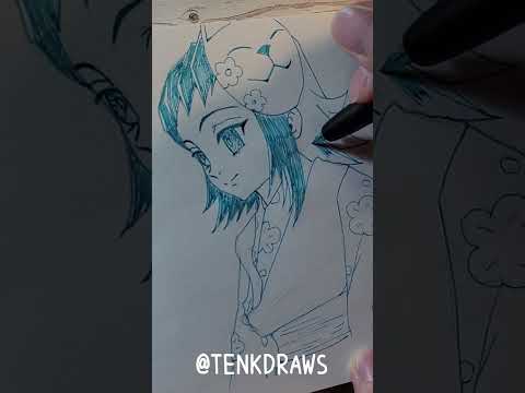 Drawing anime with fountain pen #makomo #demonslayer #drawing