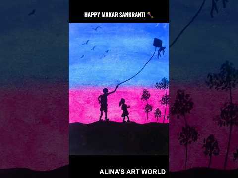 Makar sankranti drawing 🪁 #shorts #youtubeshorts #ytshorts #artvideo #makarsankranti