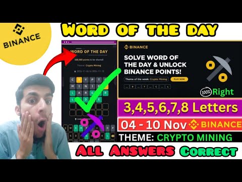 Theme Crypto Mining WOTD | Binance Crypto WODL Answers Today | All Letters WOTD 04 - 10 Nov 2024