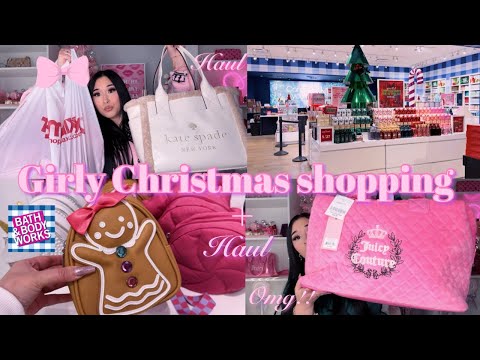 COME CHRISTMAS SHOPPING WITH ME + HAUL | Burlington, Ross, Tjmaxx, & BBW (pink girly Christmas) 🎀❄️