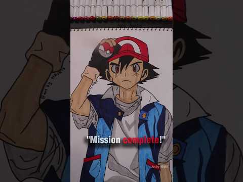 ash and pokemon drawing #anime #shorts #ashpikachu