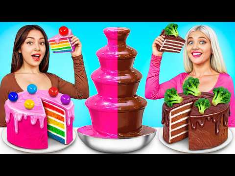 Chocolate Fountain Fondue Challenge | Eating Only Sweet Food Battle by YUMMY JELLY