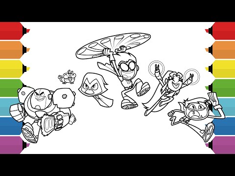 Teen Titans Go Coloring Pages | Starfire, Robin, Cyborg, Raven & Beast Boy