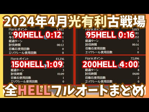 24年4月光有利古戦場HELLフルオート編成 全難易度まとめ【グラブル】