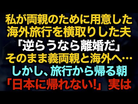 【スカッとする話】私が両親のために用意した海外旅行を横取りした夫「逆らうなら離婚だ」そのまま義両親と海外へ…しかし、旅行から帰る朝「日本に帰れない！」実は…【修羅場】