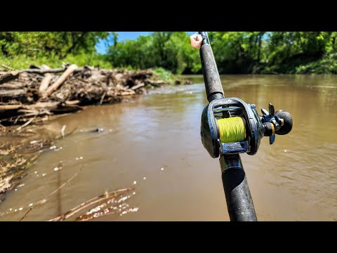 Kayak Fishing a RAPIDLY RISING CREEK!! (Crazy bite)