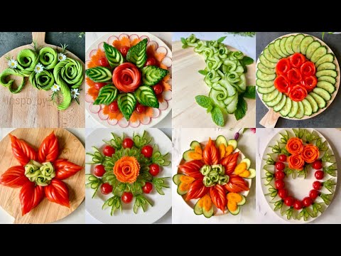 10 Stunning Salad Garnish Ideas✨Using Fresh Veggies | Creative Veggie Decorations🌿 TUTORIALS 🌹