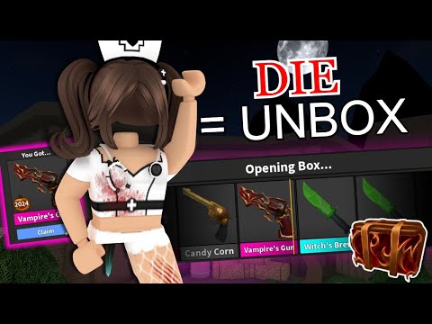 If I DIE I Unbox A HALLOWEEN BOX In MM2... (Murder Mystery 2)